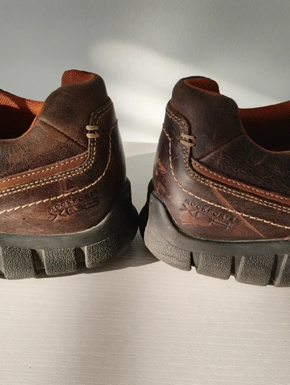 Rockport XCS Brown Leather Men’s Casual Slip-On Lace Shoes 12M